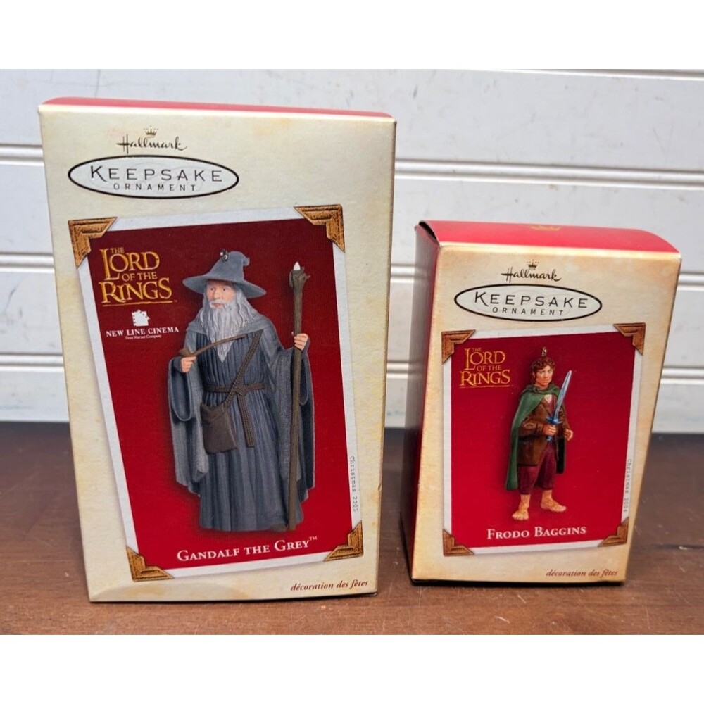 Hallmark Lord of the Rings Ornaments Gandalf the Grey & Frodo Baggins 2004/05